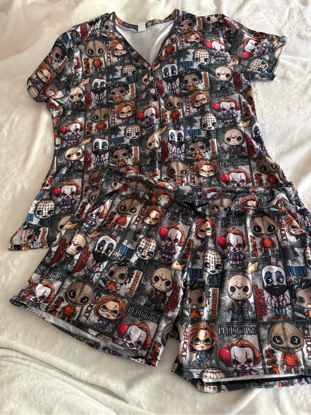 Amelia Rose Graphic Horror Icons Pajama Set L/XL Jason Michael Chucky Sam IT